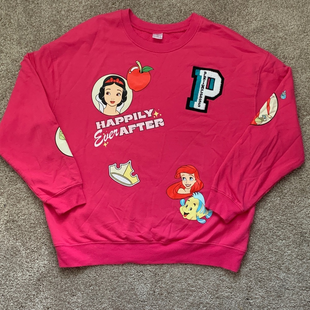 Disney Women’s Princess Happily Ever After Pink Sweatshirt Size XXL